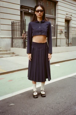 Skirts^Sandy Liang Uniform Skort In Dark Navy